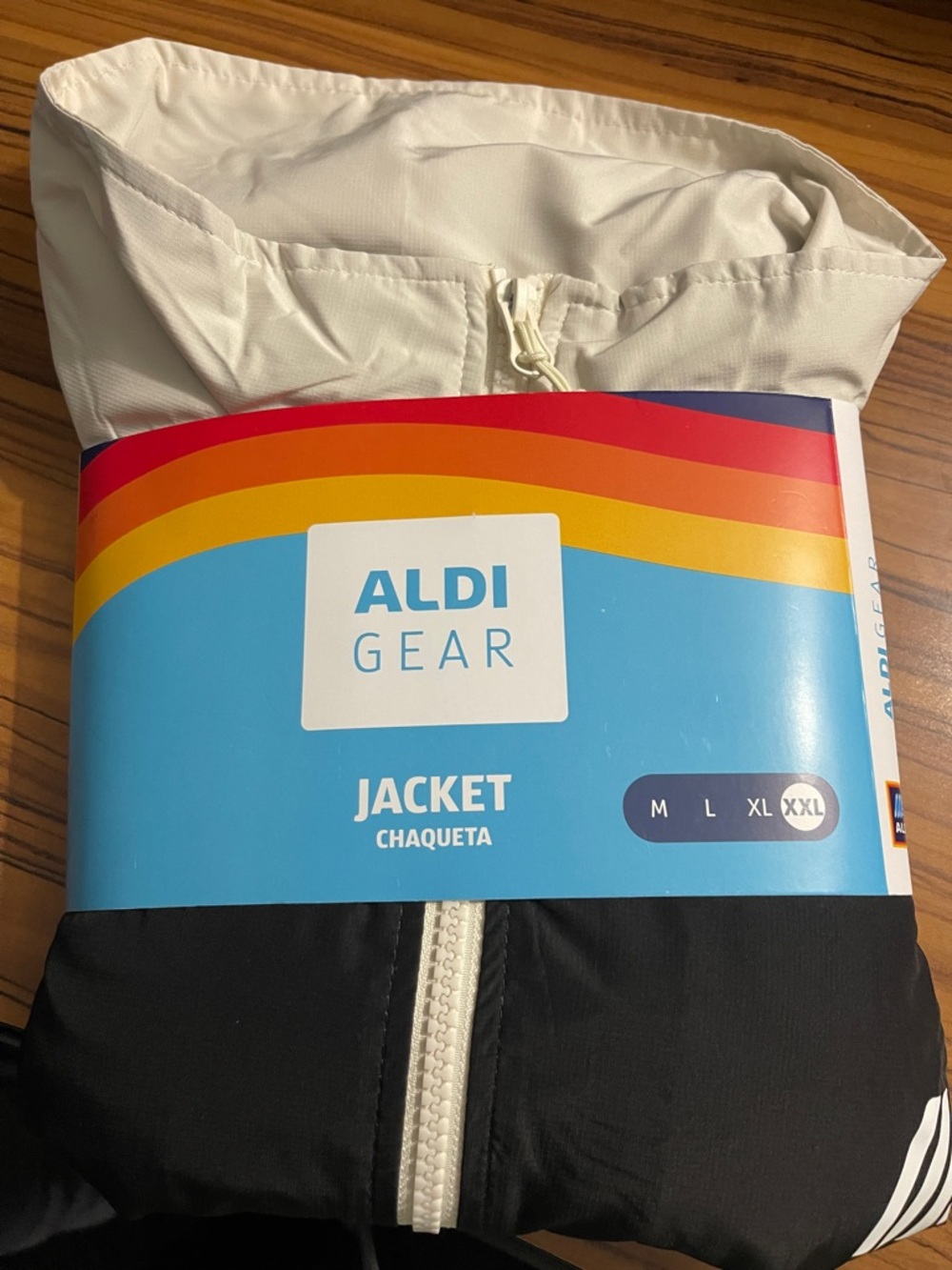 Aldi Gear Men’s Lightweight White and Black Jacket